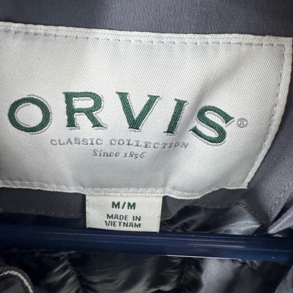 Orvis Classic Collection Mens Medium Quilted Full Zip Vest Charcoal Gray - Picture 6 of 8